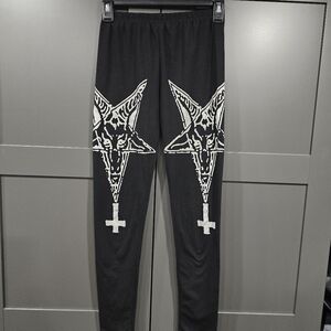 Black Graphic Inverted Pentagram Leggings